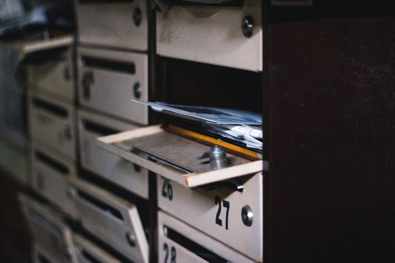 open door of a mail box